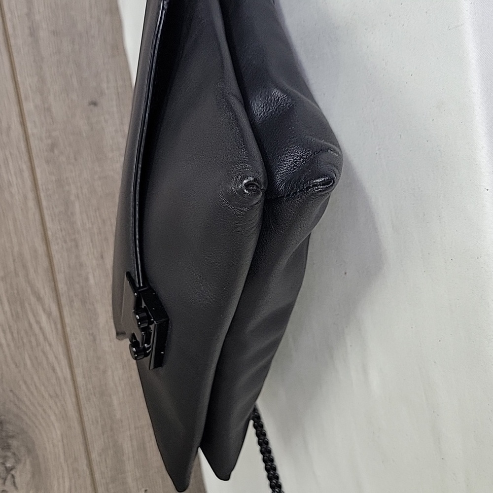 Loeffler Randall Black Leather Envelope Clutch Chain Strap Crossbody Bag - Picture 7 of 11